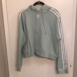 Adidas Originals cropped hoodie light blue